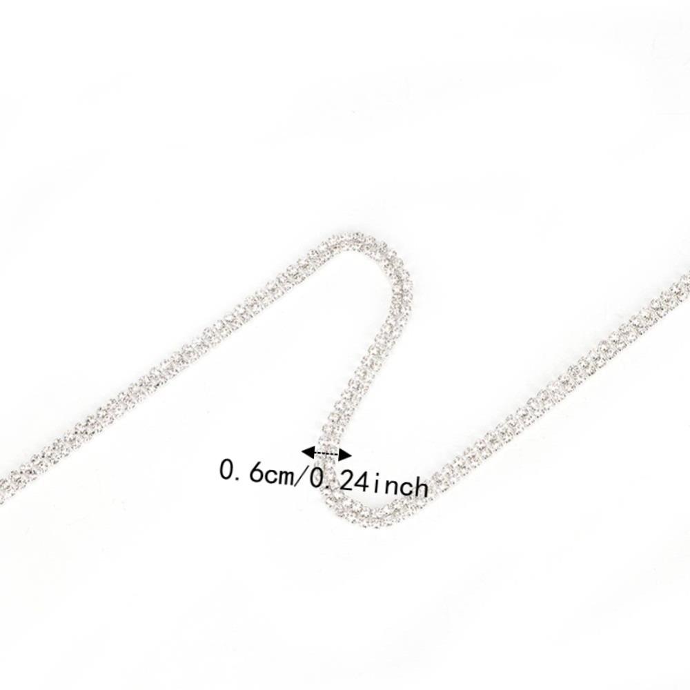1pcs 3mm Rhinestones Rhinestone Chain Ribbon 2 Row Design DIY Wrap Roll Ribbon  For DIY Crafts