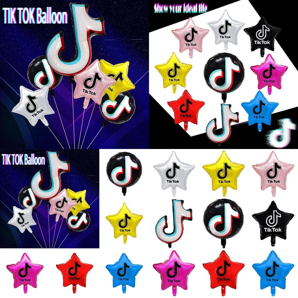 Tik Tok Logo Star Foil Balloon For Adults And Kids Birthday Party Decor Supplies