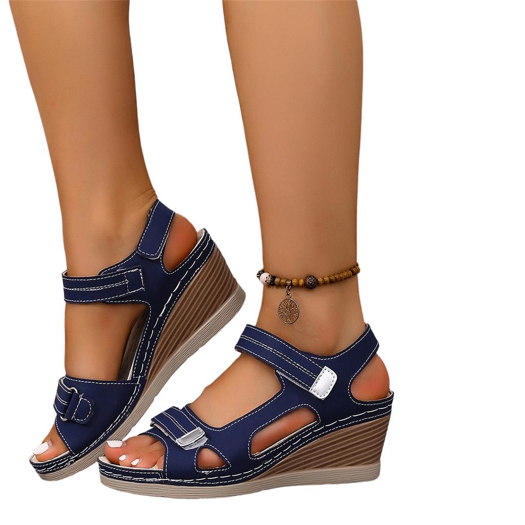 Women's Plus Size Casual Wedge Sandals Adjustable Hook and Loop Straps Open Toe Comfortable Summer Footwear for Daily Wear