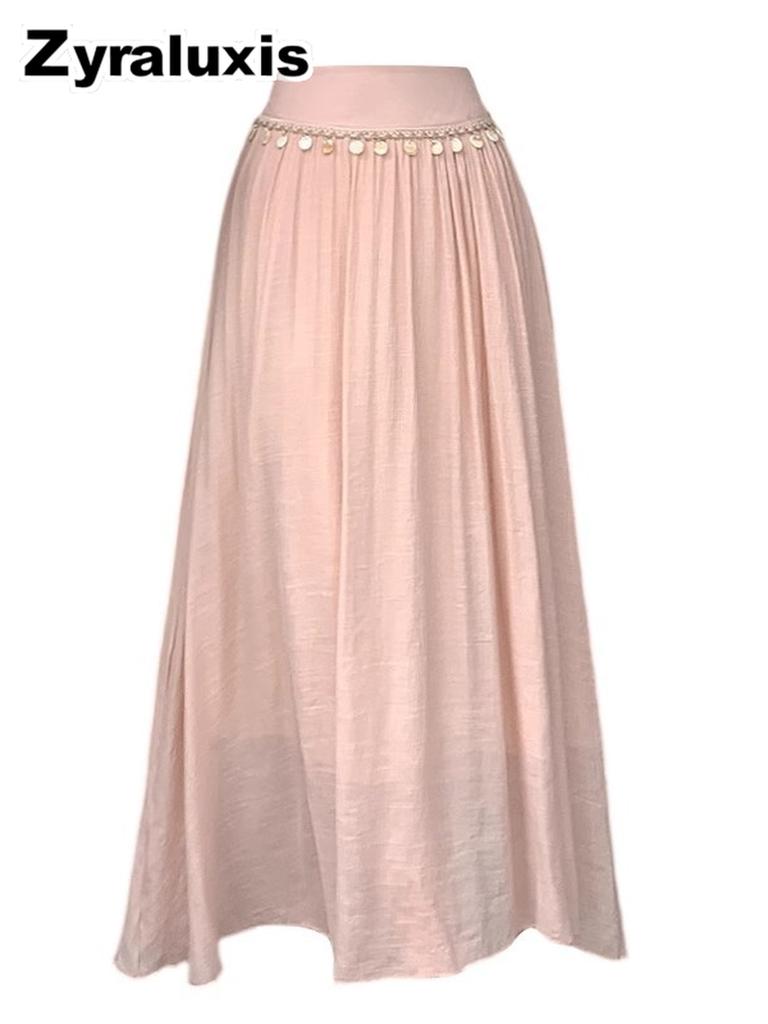 Flowing Bohemian Maxi Skirt for Women Summer Shell Design