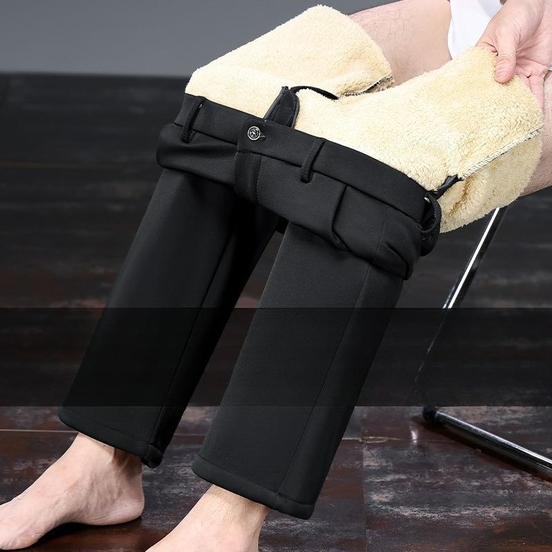 Winter Plus Velvet Pants Men's Business Thickened Pants Middle-aged and Elderly Warm Casual Pants