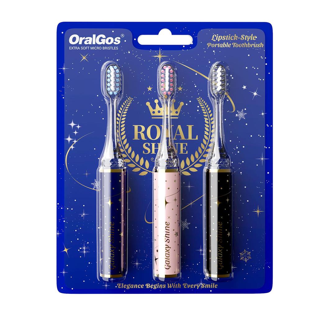 Three-Piece Luxury Folding Toothbrush with Soft Bristles - Ideal for Adult Travel or Business Trips.