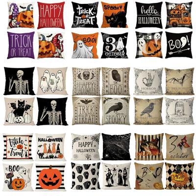 Halloween Kissen Temu Beliebt Leinen Quadratische Kissenhülle Bequemes Kissen Heim Kissenbezug