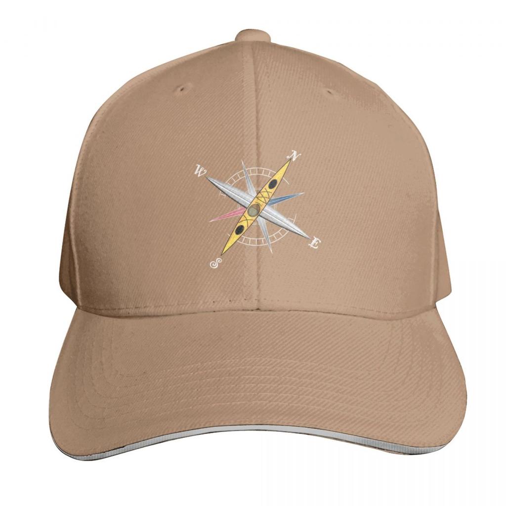 Cooles Kajakdesign mit Windrose und gelbem Kajak Baseballkappe Hip Hop Neu im Sortiment Hut Geburtstag Unisex Kappen Damen