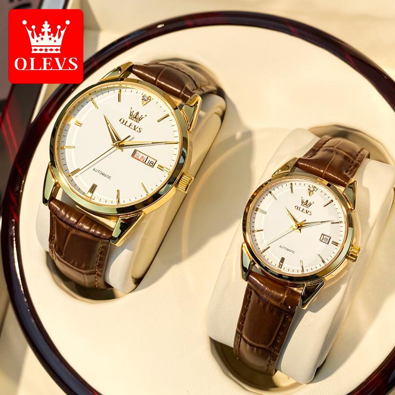 Swiss Longines Automatic Mechanical Couple Watches: Elegant Waterproof Valentine's Day Fashion for Men