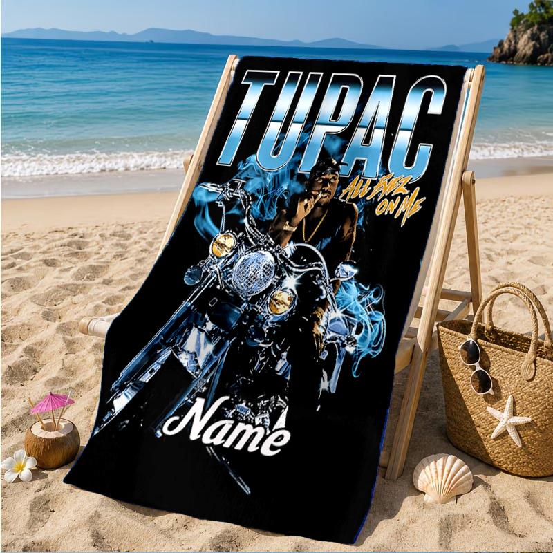 Custom Name Rap Legends Collage Heart In Space Adventure Microfiber Beach Towel, Lightweight for Summer Travel, Swimming Pool Fan Gift