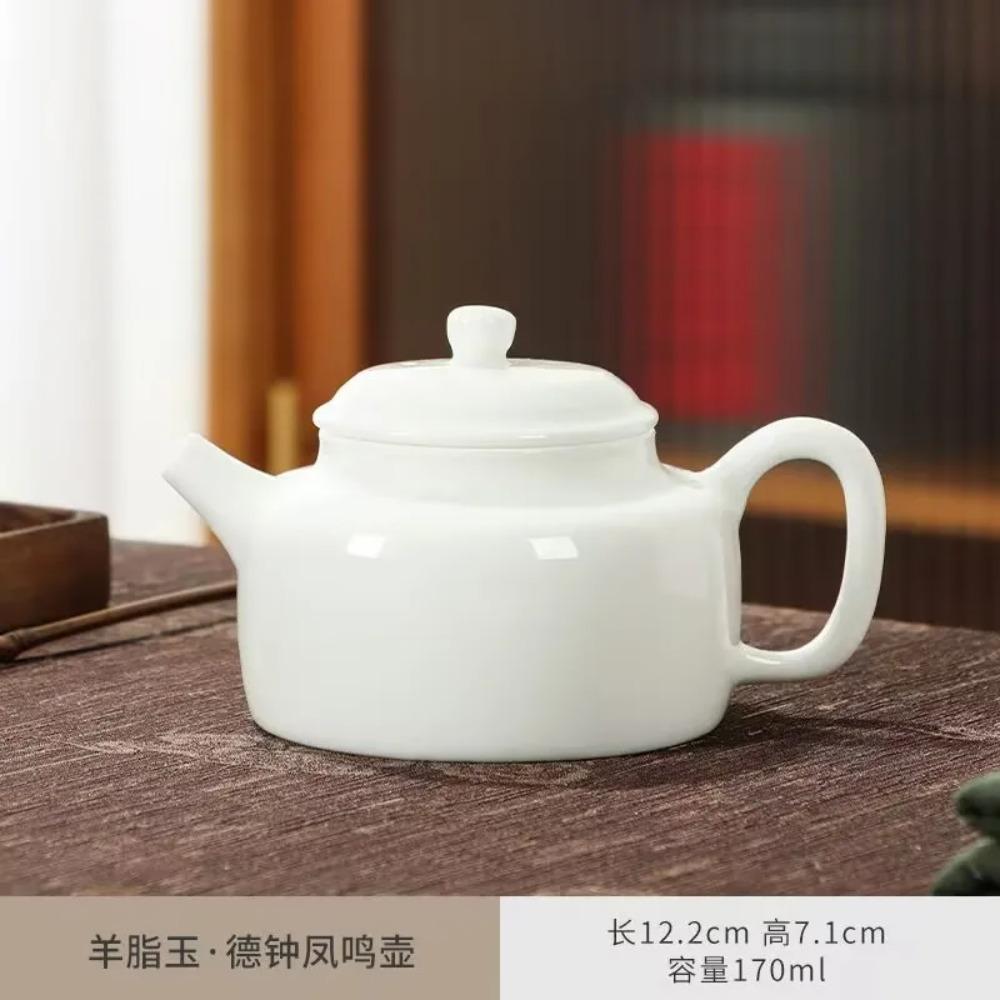 NLSLASI Tetera de Porcelana Blanca Hecha a Mano China Blanco Marfil Tetera Cerámica Vajilla de Té Infusor de Té Filtro para Té Pu'er Oolong Hervidor