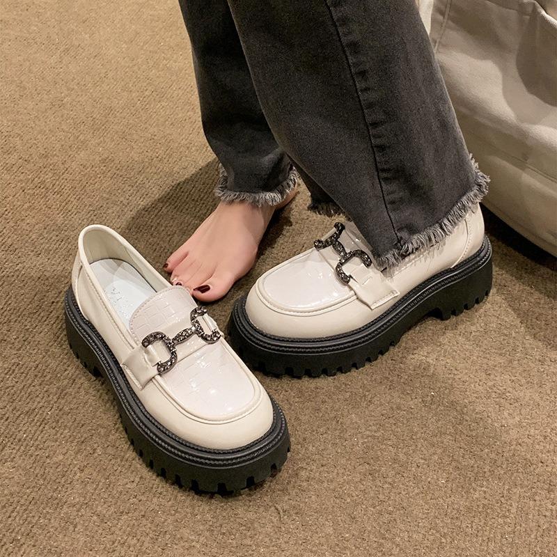 Women's Thick-soled Black Retro Breathable Single Shoes, New Autumn Small Leather Shoes, Soft-soled Women's Shoes