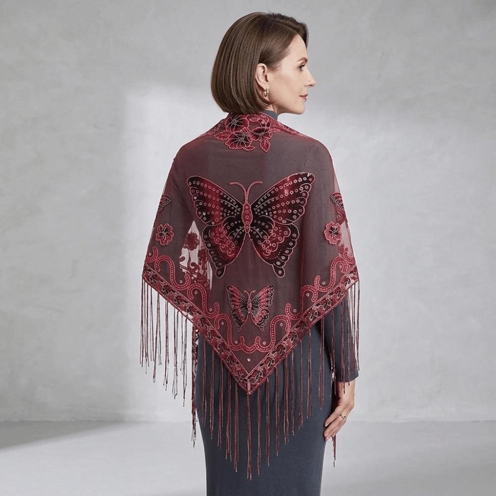 Floral Triangle Shawl Hollow Tassel Wrap New Lace Scarf Everyday Outfits