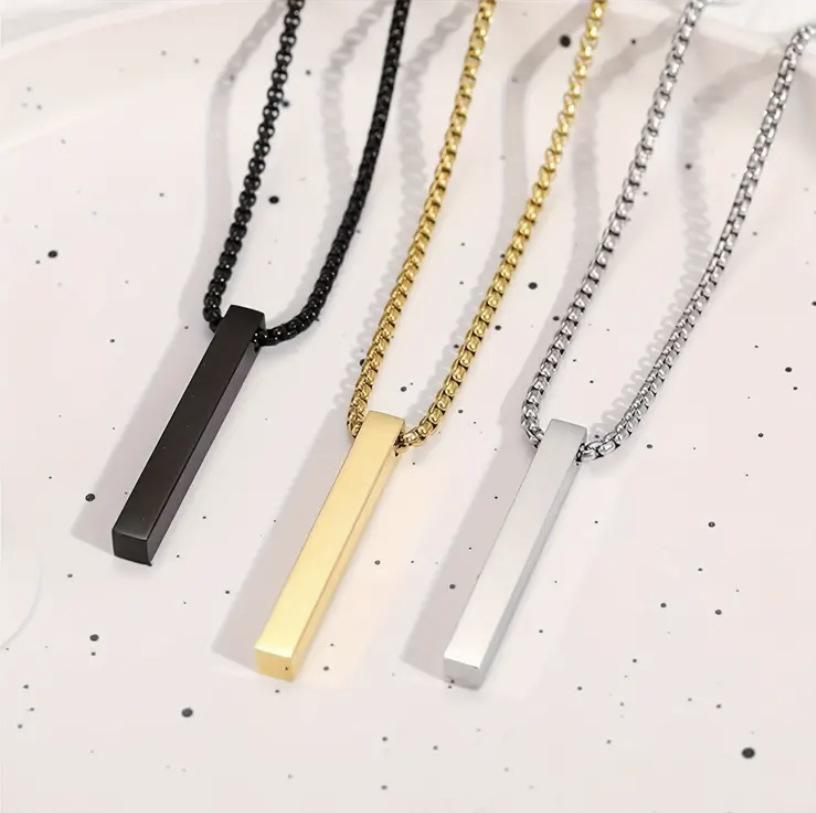 Rectangle Stainless Steel Pendant Necklace In Trendy Fashion Style