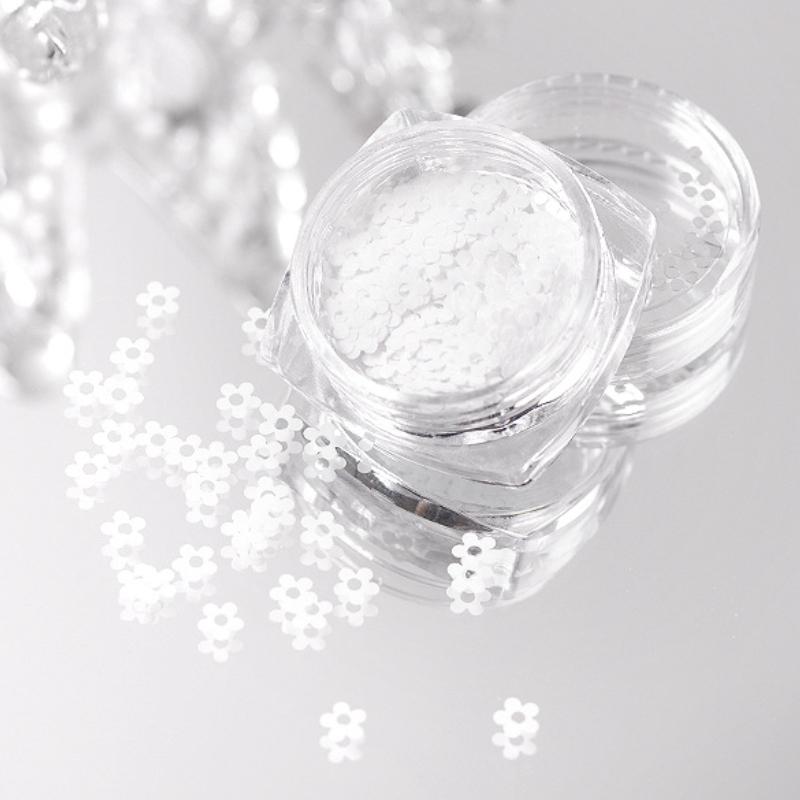 1 Box Black & White Mini Flower Nail Glitters, DIY Floral Nail Art Decor for Party Festival, Beginner & Salon Use