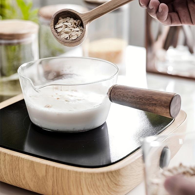 1pc Versatile High Borosilicate Glass Pot with Handle-400ml/600ml Easy Clean & Thermal Shock Resistant for Sauce Milk Soup & Noodles-Perfect for Home