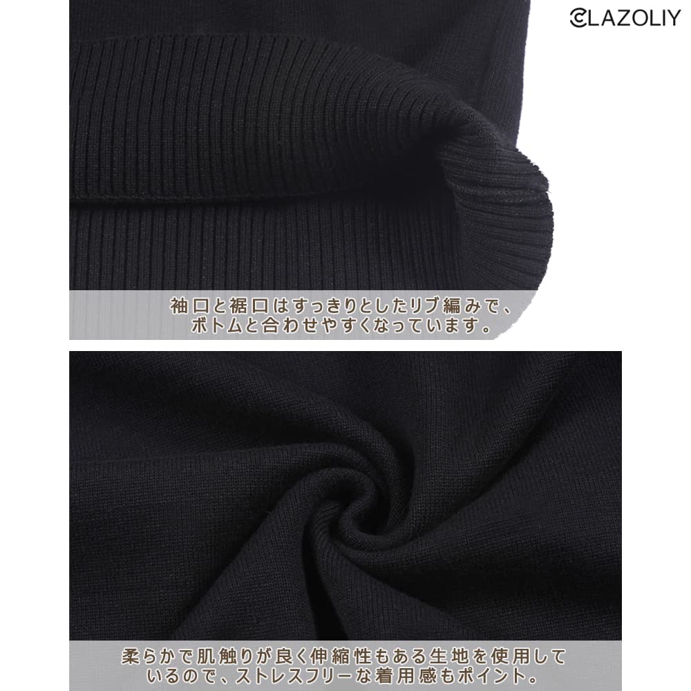 CLAZOLIY Pulover Guler Înalt Tricotat și Solid Lung Cold Cut and Sew CL125 Pulover pentru Bărbați, Primăvară, Toamnă, Iarnă, Culoare, Mâneci, Călduros, Protecție, Casual,