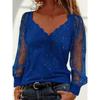 TIFICY Moda feminina casual primavera outono cor sólida estampa manga comprida blusas e camisas