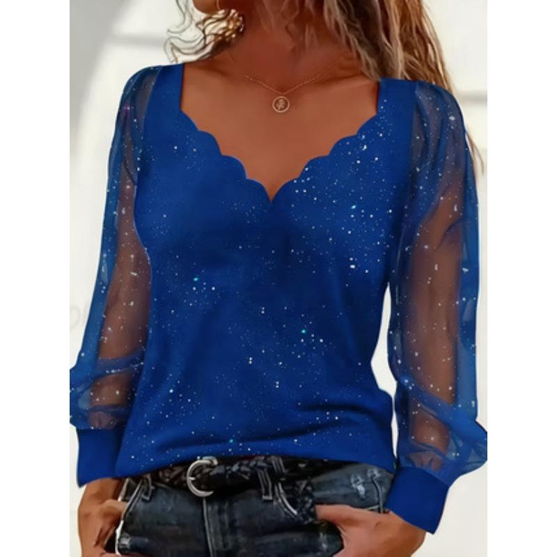 TIFICY Moda feminina casual primavera outono cor sólida estampa manga comprida blusas e camisas