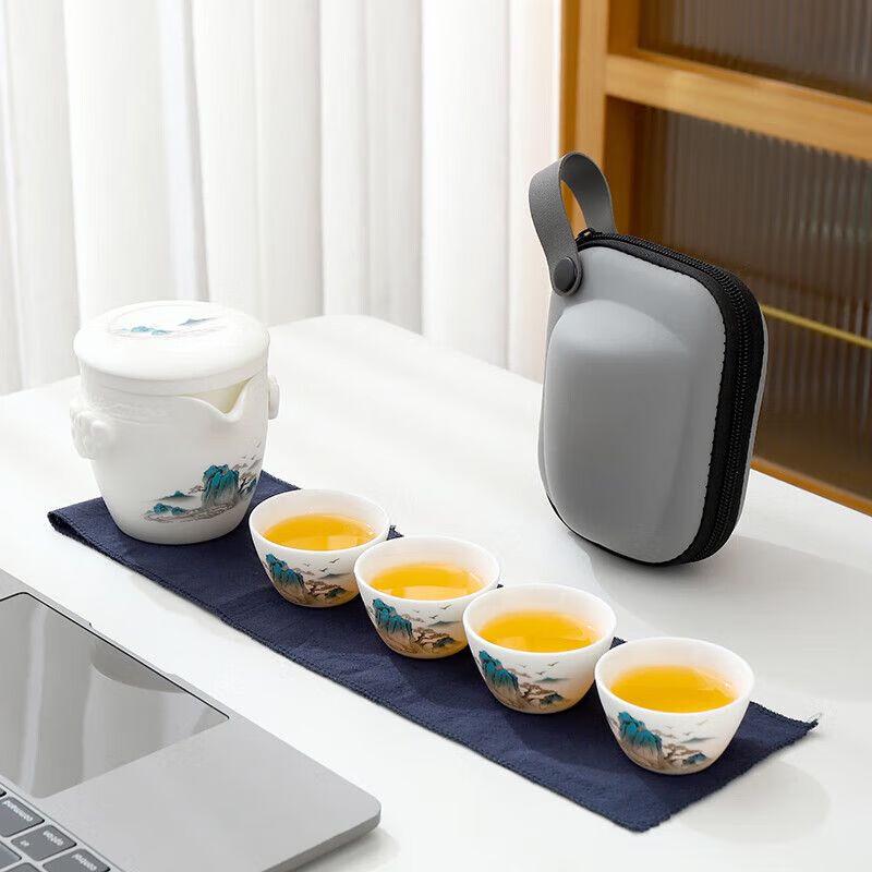Qiu Qiao Portable White Porcelain Kung Fu Tea Set