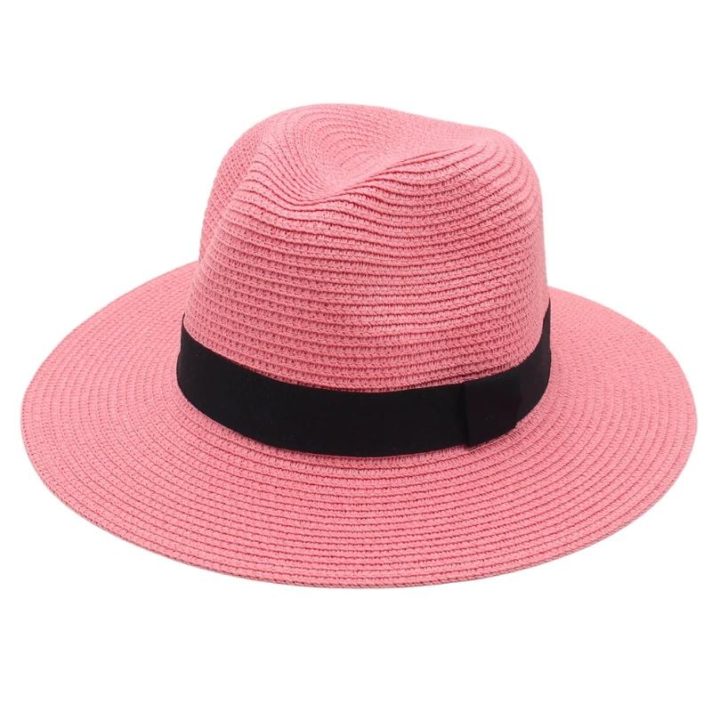 Spring and Summer Selling Straw Hat Square Black Ribbon Hat for Men and Women Jazz Hat Panamahat