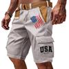 Men's Casual Multi Pocket Cargo Shorts with Flag and Letter Print Design Functional Workwear Shorts Without Belt Suitable for Outdoor Activities