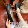 Single shoes women's summer new niche soft leather one-pedal square heel Mary Jane women's shoes