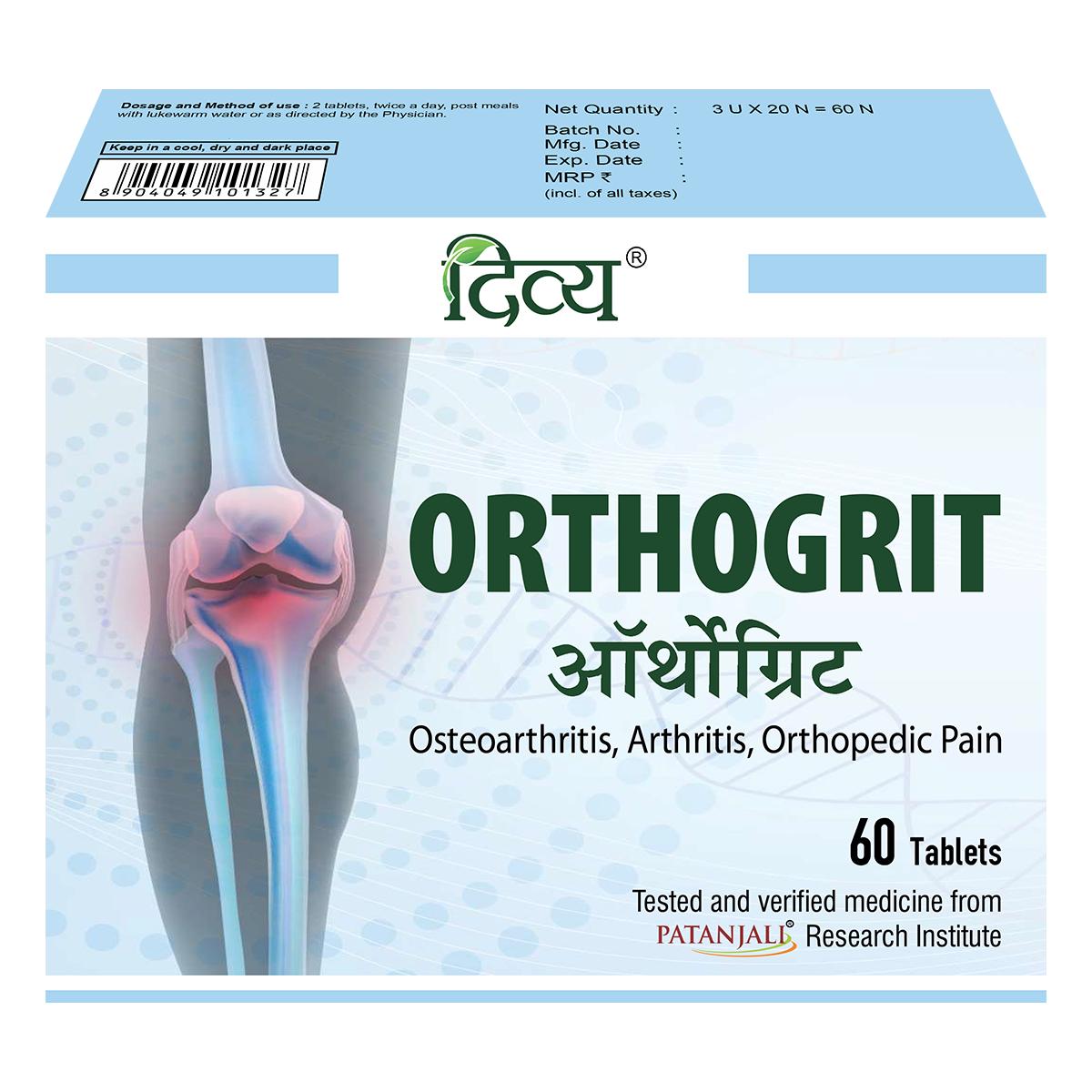 

Patanjali, Divya Orthogrit Tablet 60 N, Orthogrit