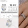 925 Sterling Copper Blue Ocean&Butterfly&Colorful Candy&Star&Retro Chain Wide Face Ring Ladies' Zircon and Accessories