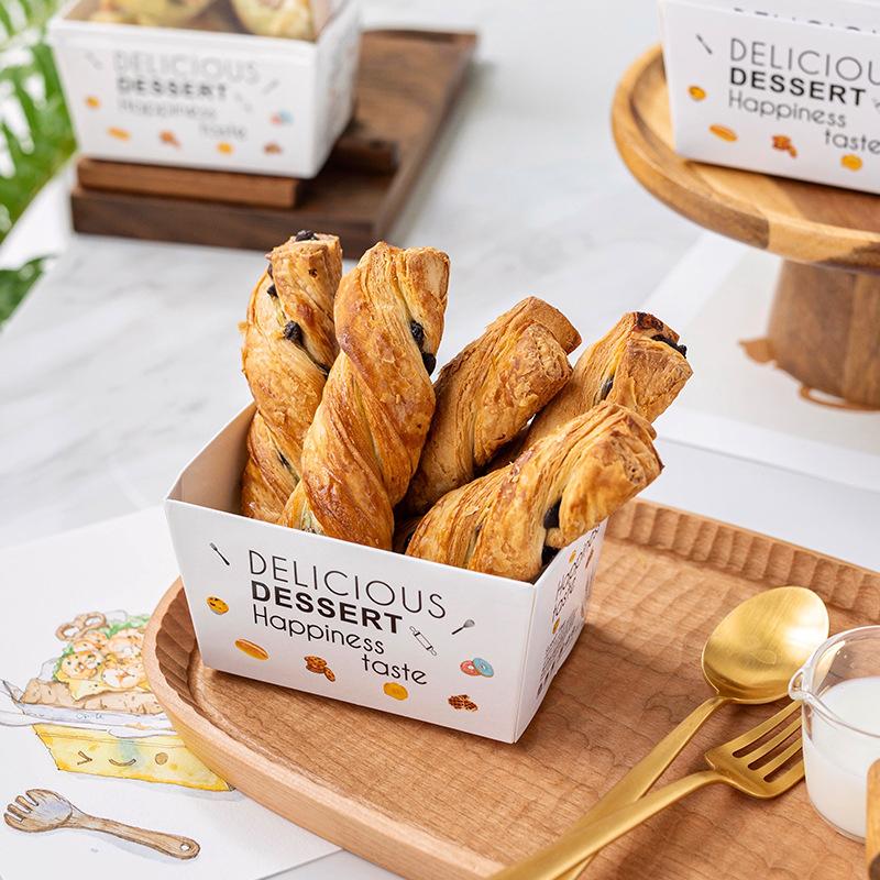 10Pcs Sandwich Burger Wrapping Packaging Box Toast Bread Oilproof Holder With Lid Take Out Box Pastry Tray Bakery Party Gift
