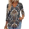 Women's T Shirt Print 3/4 Sleeve Fashion Basic V- Neck Regular Top