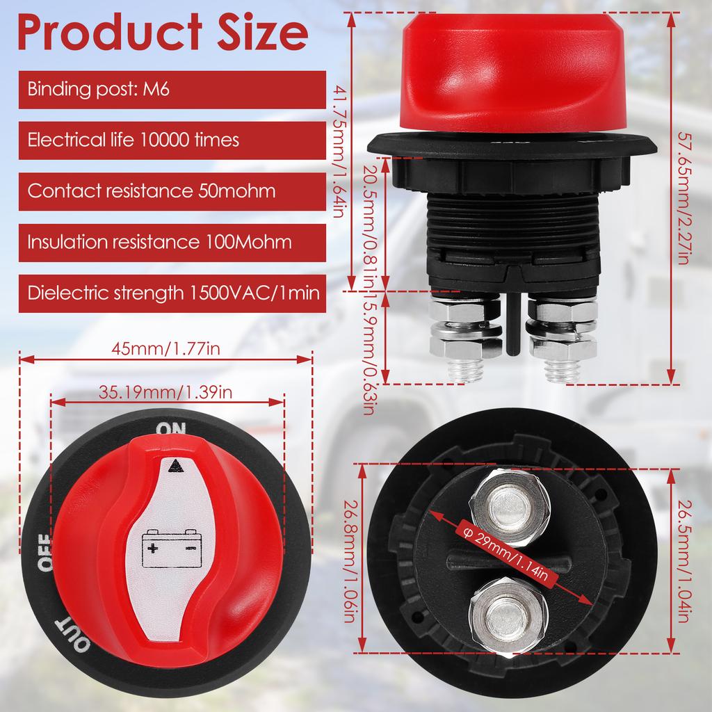 150A 100A Car Battery Disconnect Switch 12V-48V Battery Power Isolator Cut Off Switch for Auto Car RV ATV Boat Truck Vehicles