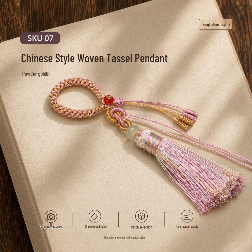 Gradient Tassel Fringe Woven Finger Ring Buckle Keychain Pendant