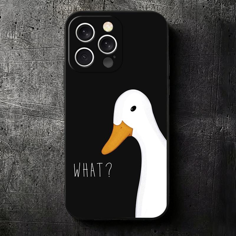 Funny Cartoon Goose Game Soft Phone Case for iPhone 16 16E 17 Air 15 Pro Max 14 Plus 13 Mini 11 12 7 Black Cover Back Shell