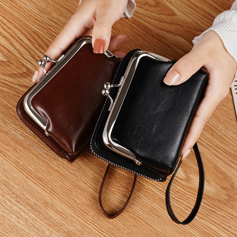 Retro Ladies Buckle Coin Purse with Zipper Card Holder