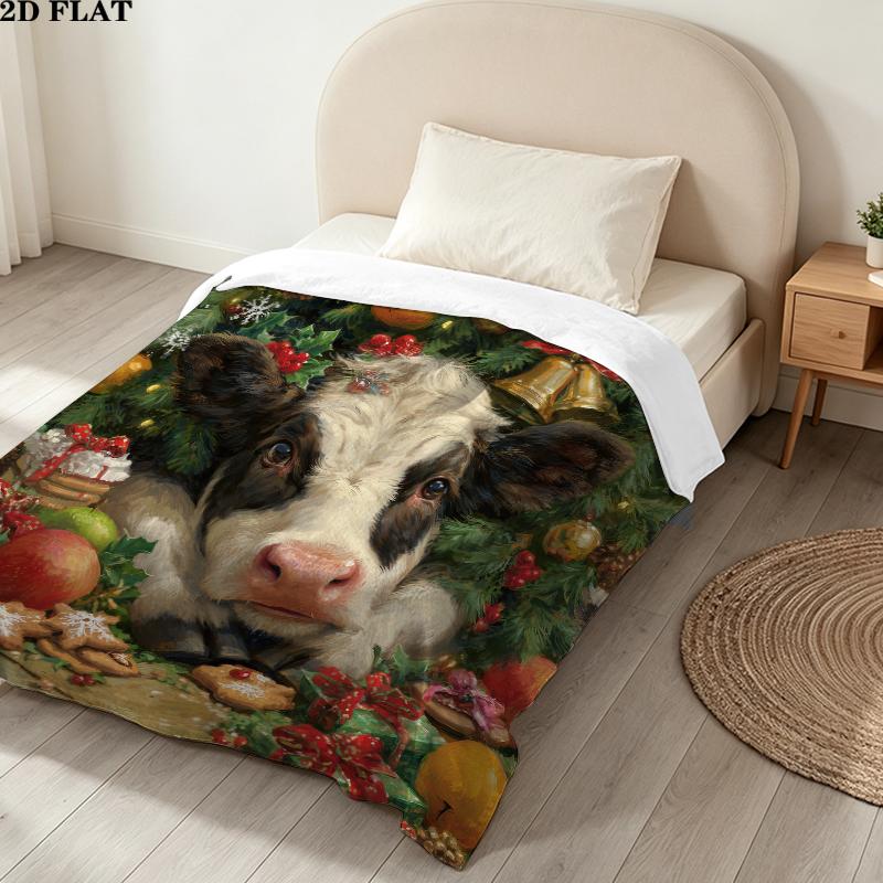 Weihnachtstiere Bedruckte Flanelldecke, weicher Überwurf für Schlafzimmer Sofa, waschbar, Weihnachtsgeschenk, tolles Geschenk.