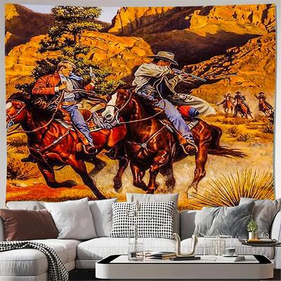 Entzückendes Frontier Art Wandteppich Design mit Reitszene Weiche Hängedekoration Perfektes Geschenk für Liebhaber von Geschichte & Abenteuer