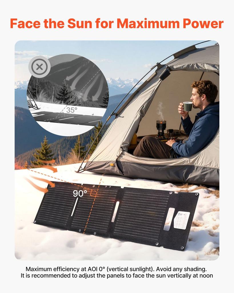30W Foldable Solar Panel Charger, 16BB N-Type Monocrystalline Solar Panel 24% Efficiency, Ultra-Light Portable with USB-A, USB-A (QC3.0) & Type-C