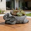 Elephant Planter Resin Elephant Animal Flower Pot Decorative Plant Holder with Drainage Hole for Indoor Outdoor Garden Patio Desk Home Decor