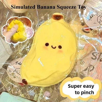 Taba Squishy Banane Squeeze Spielzeug - Niedliche Stressabbau Fidget Sensorik Spielzeuge für Kinder Erwachsene Weiche Falsche Lebensmittel Streichgeschenk für Geburtstag