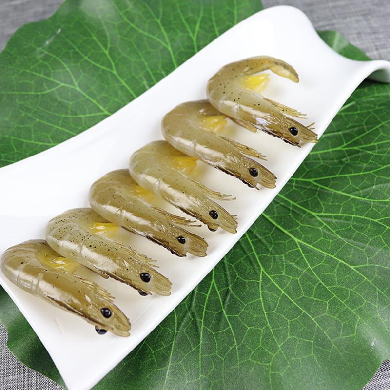 4 Stück Simulations-Garnele Fake Food Modell PVC Tintenfisch Japanische Küche Küchendekor Foto-Requisite Restaurant Schaufenster