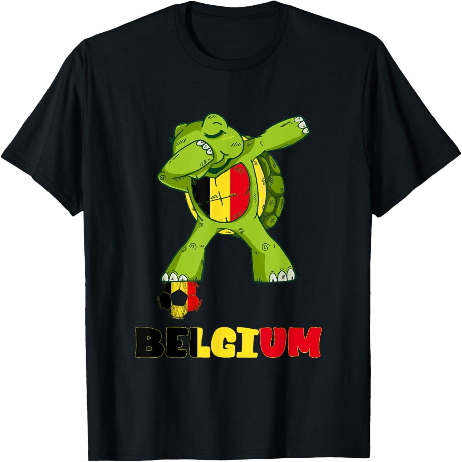 Belgium Turtle Dabbing Belgium Flag Belgian Soccer Player T-Shirt S