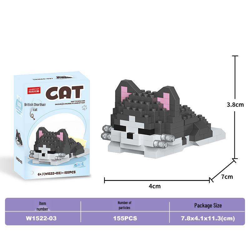 Lele Brothers Micro-Particle Building Blocks Orange Cat Model - Compatible with Lego Educational Toy for Kids