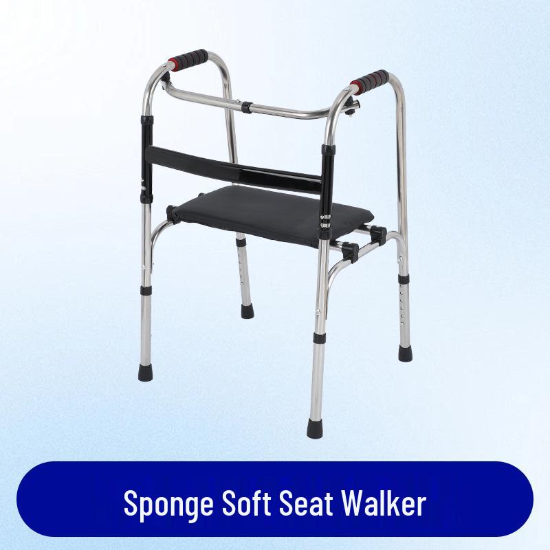 Stainless Steel Folding Walker for Elderly - Outdoor Assistive Cart
