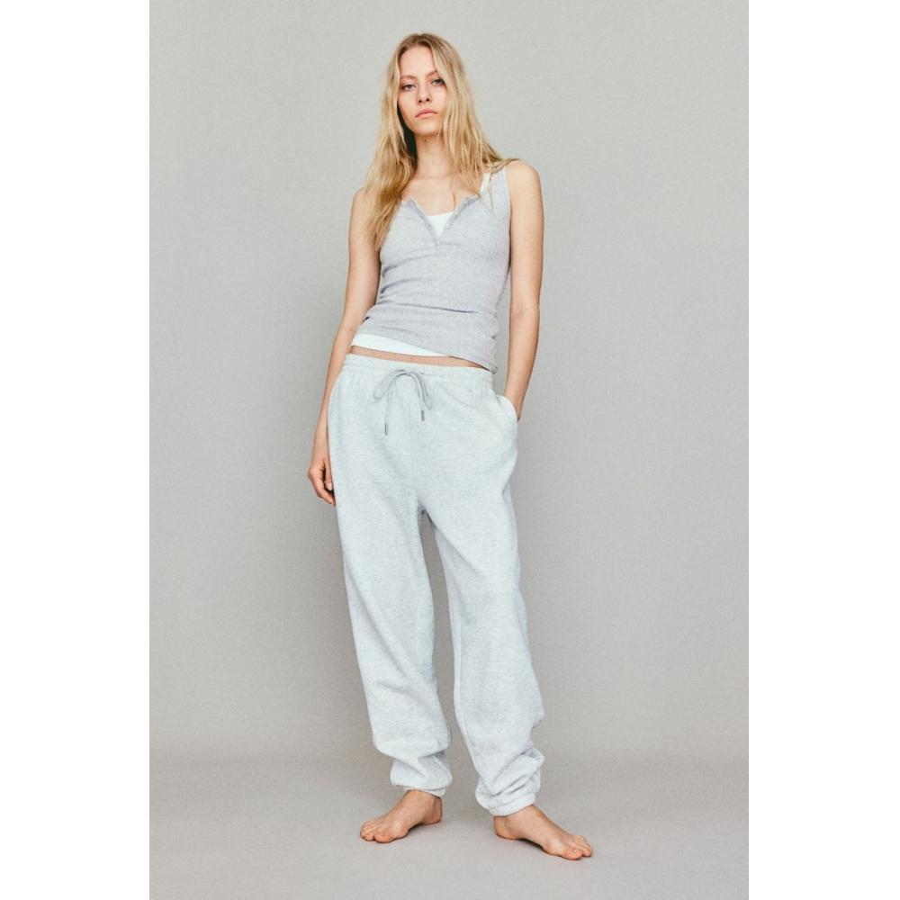 

Топ без рукавов в рубчик HM светло-серый меланж