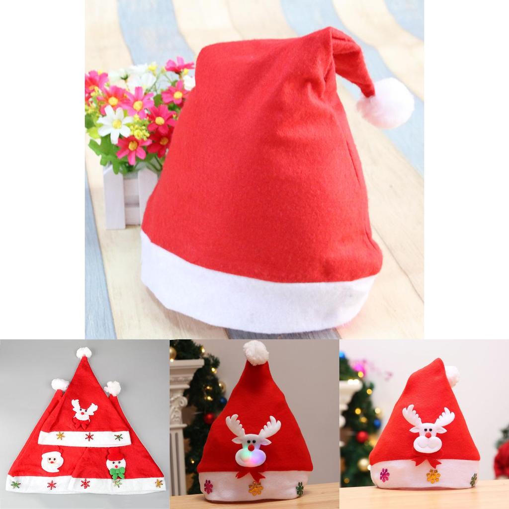 Festive Led Light Kids And Adult Christmas Hat Featuring Santa Claus Snowman Design