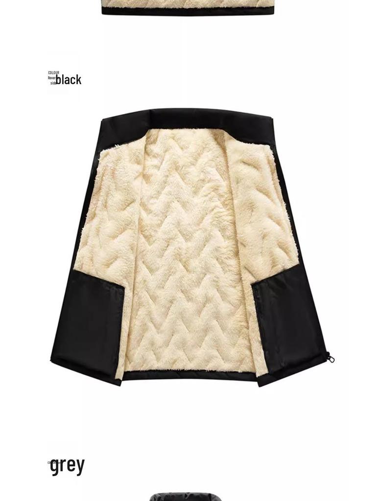 Men's Warm Lambswool Vest - Windproof, Thickened Cotton Jacket for Autumn & Winter