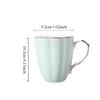 Bone China Coffee Mugs with Gold Rim, 450ml Floral Teacups for Women Gifts