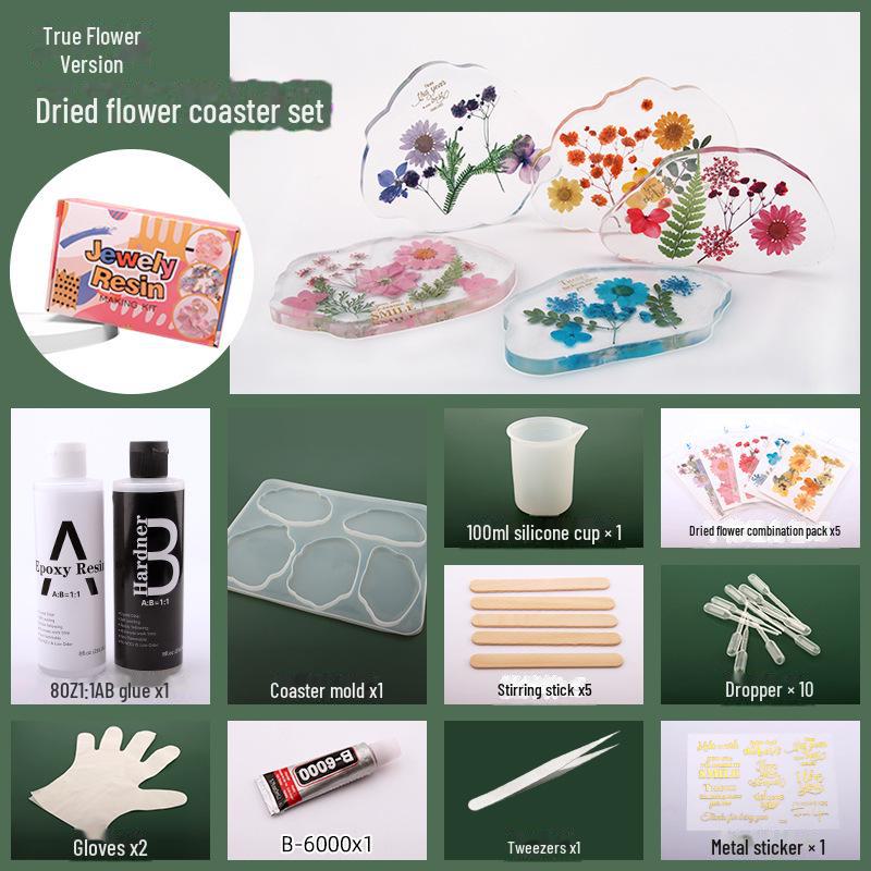 DIY Dried Flower Coaster Kit: Embossed Glue Gift Set for Teacher's Day