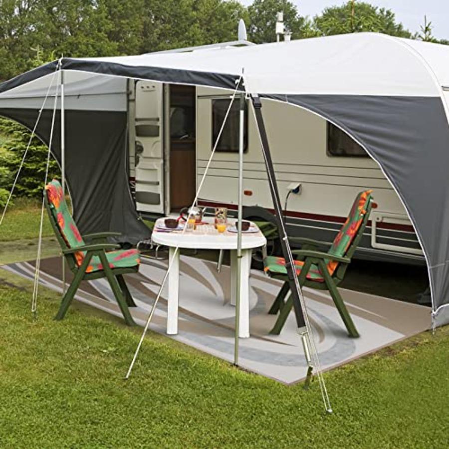 9'x12' Brown Heavy Duty Reversible Outdoor Patio RV Mat for Camping Beach - Durable 9ft x 12ft with Storage Bag 6 Sets Stakes W