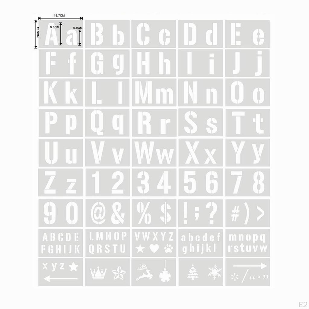 45 Stück Kunststoff-Zeichnungs-Malschablonen-Vorlage, Alphabet- und Zahlenvorlage für