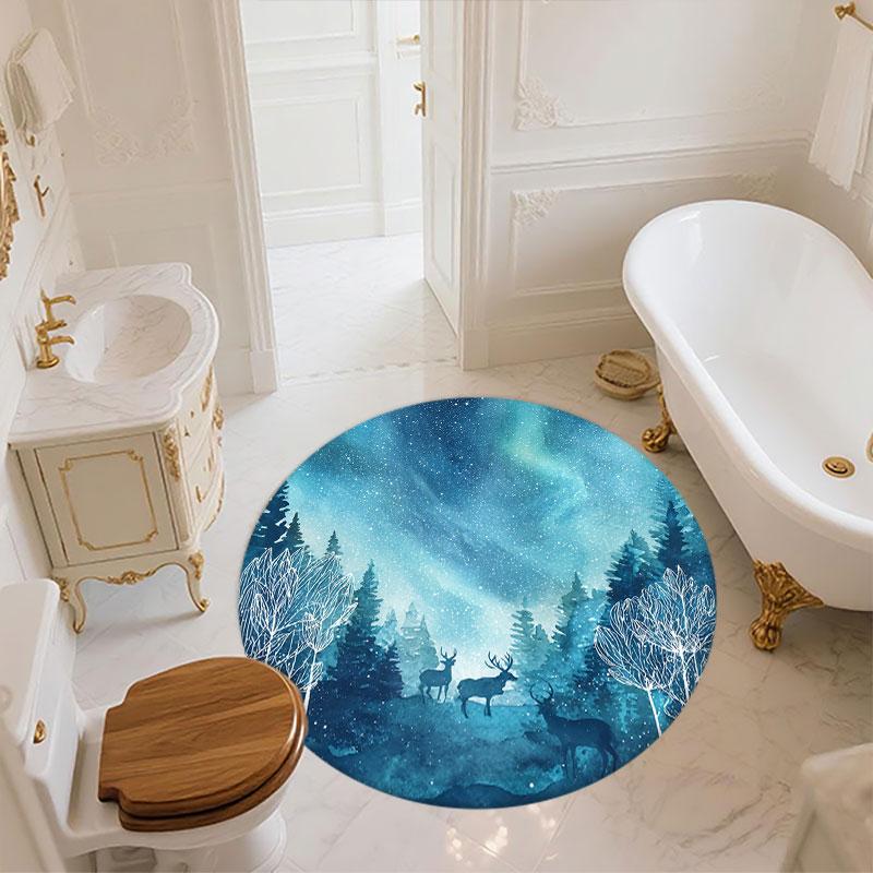 Moose pattern round rug,Carpet Rug for Living Room Bedroom Playroom ,Non-slip Floor Mat,Holiday Gifts and Birthday Gifts.