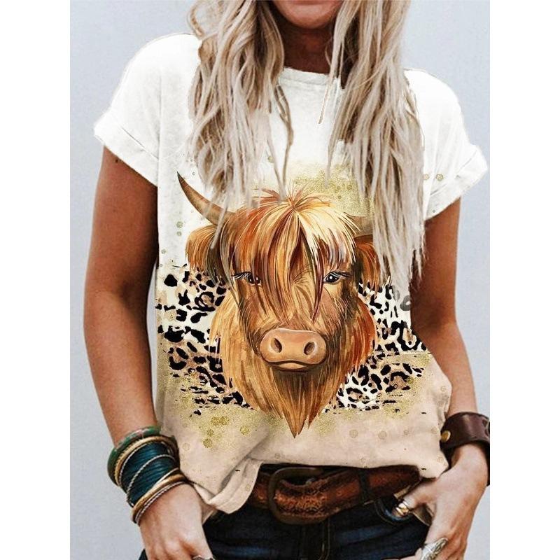 Damen T-Shirt Kurzarm 3D Gedruckt Trendige T-Shirts