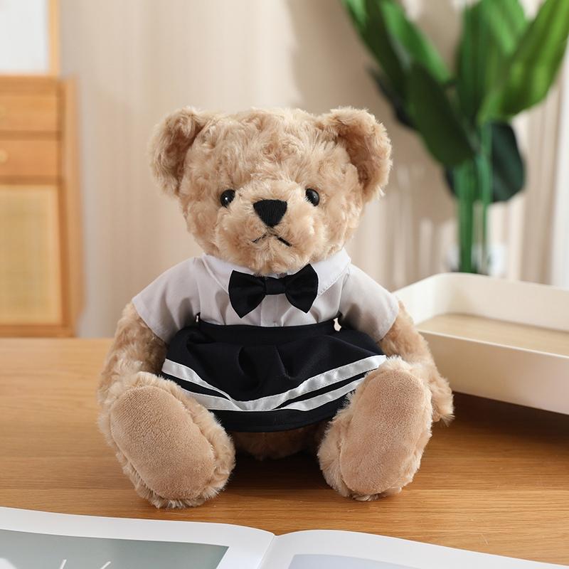 25cm Cute Cartoon Uniform Couple Bear Plush Toy Kawaii Suit Skirt Bear Stuffed Plush Animals Doll Pillow Birthday Gift For Kids
